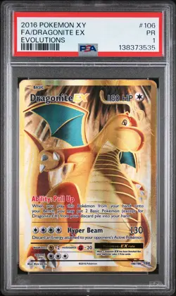 2016 POKEMON XY EVOLUTIONS #106 FULL ART/DRAGONITE EX PSA 1 - Image 1
