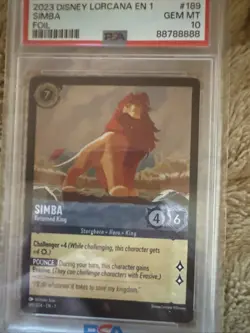2023 DISNEY LORCANA FIRST CHAPTER SIMBA "RETURNED KING" FOIL #189 PSA 10 8’s!!!! - Image 2