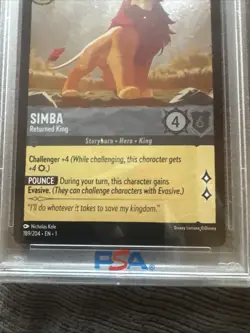 2023 DISNEY LORCANA FIRST CHAPTER SIMBA "RETURNED KING" FOIL #189 PSA 10 8’s!!!! - Image 4