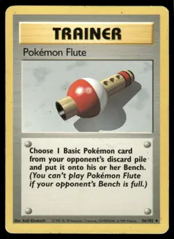 Pokemon Cards Pokemon Flute 86/102 Base Set WOTC Unlimited Uncommon MP - Image 1