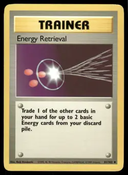 Pokemon Cards Energy Retrieval 81/102 Base Set WOTC Unlimited Uncommon NM *2 - Image 1