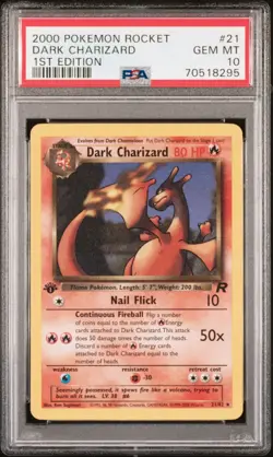 Pokemon Dark Charizard Team Rocket 1st Edition #21 PSA 10 Gem Mint - Image 1