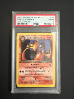 Pokemon Dark Charizard 21/82 Team Rocket Regular Non Holo 1st Edition PSA 9 - Image 1