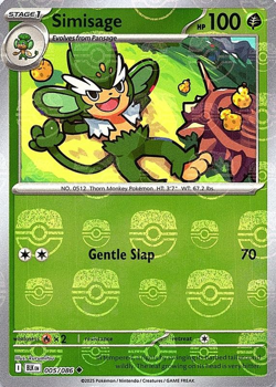 Pokemon TCG Black Bolt: Simisage (Masterball Reverse Holo) #005/086 - Near Mint+ - Image 1