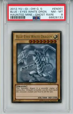 YUGIOH GLD5-EN001 BLUE-EYES WHITE DRAGON GHOST RARE HOLO FOIL PSA 8 NM #68828133 - Image 1