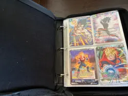 Card Collection Binder Filled With Dragon Ball Z And Yugioh Cards Zips Strap - Image 1