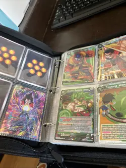 Card Collection Binder Filled With Dragon Ball Z And Yugioh Cards Zips Strap - Image 2