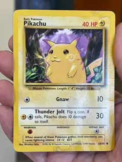POKEMON PIKACHU 58/102 COMMON BASE SET HP CARD - Image 1