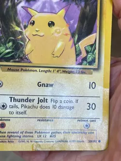 POKEMON PIKACHU 58/102 COMMON BASE SET HP CARD - Image 3