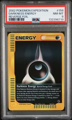 2002 POKEMON EXPEDITION #158 DARKNESS ENERGY-REVERSE FOIL PSA 8 - Image 1