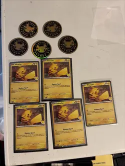 Pikachu 051 /162 Stamped 2026 Pokemon Day 30 Promo Lot Of 5 Cards Plus Coins - Image 1