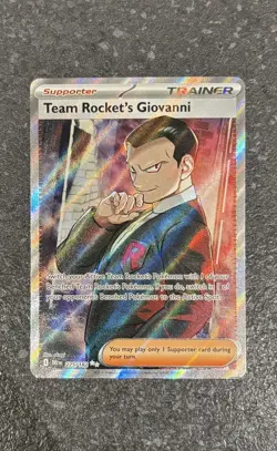 Team Rocket's Giovanni 225/182 Destined Rivals Trainer Full Art Pokemon TCG Card - Image 1