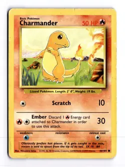Charmander 46/102 Base Set Unlimited Common Pokemon Heavy Play+ - Image 1