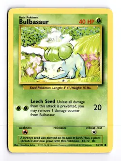 Bulbasaur 44/102 Base Set (Unlimited) Common Pokemon Heavy Play+ - Image 1