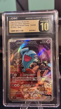 Pokemon Team Rocket's Wobbuffet Art Rare Holo 103/098 Glory Rocket Gang CGC 10 - Image 1
