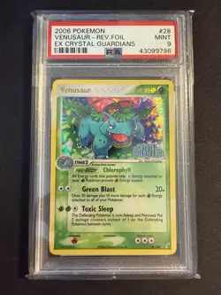 2006 POKEMON EX CRYSTAL GUARDIANS #28 VENUSAUR-REV.FOIL REVERSE STAMPED PSA 9 - Image 1