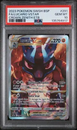 2023 POKEMON SWSH BLACK STAR PROMO #291 FULL ART/LUCARIO VSTAR PSA 10 - Image 1