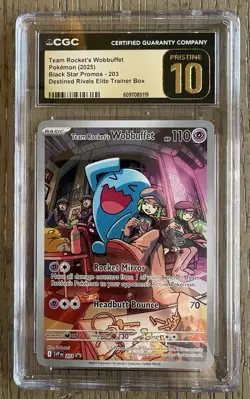 2025 POKEMON SVP BLACK STAR PROMO #203 TEAM ROCKET'S WOBBUFFET CGC 10 PRISTINE - Image 1