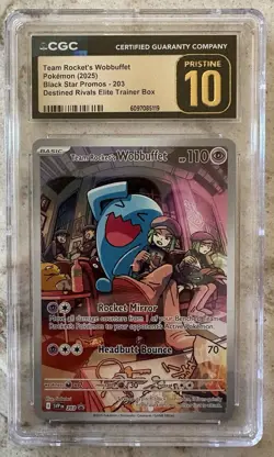 2025 POKEMON SVP BLACK STAR PROMO #203 TEAM ROCKET'S WOBBUFFET CGC 10 PRISTINE - Image 3