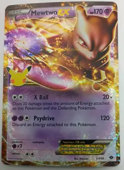 Pokemon Mewtwo EX 54/99 Celebrations: Classic Collection Holo 2012 NM - Image 1