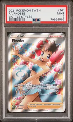 PSA 9 Mint Phoebe SWSH Battle Styles Full Art Pokemon Card 161/163 - Image 1