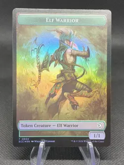 Elf Warrior | Plant FOIL - Double Sided Token - Lorwyn Eclipsed MTG - NM/M - Image 1
