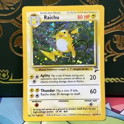 Pokemon TCG Raichu Holo Rare Base Set 2 (2000) 16/130 WOTC MP - Image 1