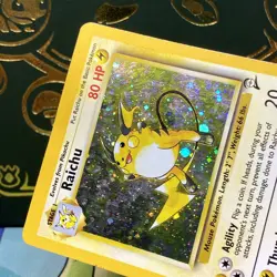 Pokemon TCG Raichu Holo Rare Base Set 2 (2000) 16/130 WOTC MP - Image 4
