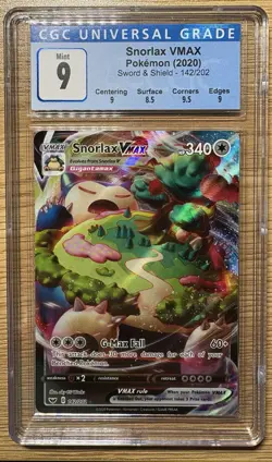 CGC 9 Snorlax VMAX – Sword & Shield 142/202 (2020 Pokemon) - Image 1