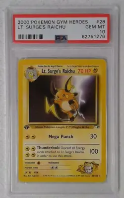 1x V0548: 2000: LT. Surge's Raichu: 28/132: 1st Edition: Gym Hereos: Rare: PSA: - Image 1