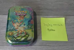 Pokemon TCG Scarlet & Violet Prismatic Evolutions Leafeon Mini Tin NEW SEALED - Image 2