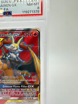 2019 Pokemon S&M Cosmic Eclipse Charizard & Braixen GX #212 | TAG TEAM | PSA 8 - Image 3