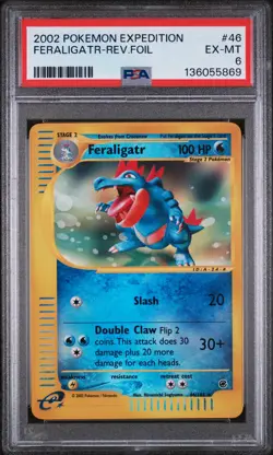 2002 POKEMON EXPEDITION #46 FERALIGATR-REVERSE FOIL PSA 6 - Image 1