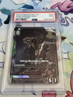 Gundam Card Game GD01-024 LR+ Wing Gundam Zero Alt Art PSA 9 - Image 1