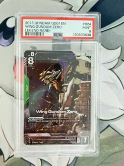 Gundam Card Game GD01-024 LR+ Wing Gundam Zero Alt Art PSA 9 - Image 2