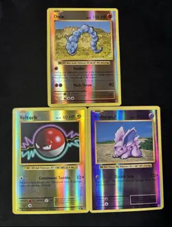 Pokemon TCG 3 Card Lot 2016 Reverse Holo Evolutions Voltorb/Onix/Nidoran - LP-MP - Image 1