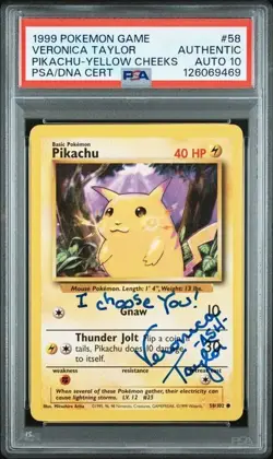 1999 Pokemon Game Pikachu #58 Veronica Taylor Signed Card PSA/DNA 10 Autograph - Image 5
