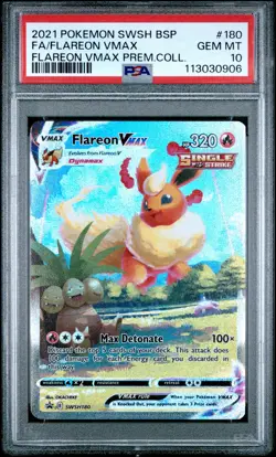 2021 POKEMON SWSH BLACK STAR PROMO #180 FULL ART/FLAREON VMAX PSA 10 - Image 1