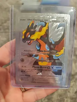 Charizard Ultra GX Silver Foil Fan Art Vinyl Collector Pokemon Card Brown - Image 1
