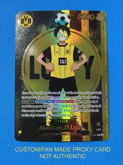 One Piece x BVB Borussia Custom Fan Made Promo Card Monkey D Luffy ST13-003 DIY - Image 1