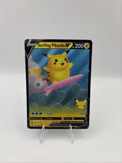 2021 Pokemon SWSH Celebrations Surfing Pikachu V #008/025 - Image 1