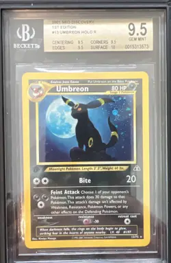 Pokemon Umbreon Neo Discovery 1st Edition Holo 13 BGS 9.5 HigHSuB 9.5/9.5/9.5/10 - Image 1