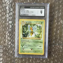 Pokemon TCG 1st Edition Shadowless Beedrill 17/102 CGC Mint 9 - Image 1