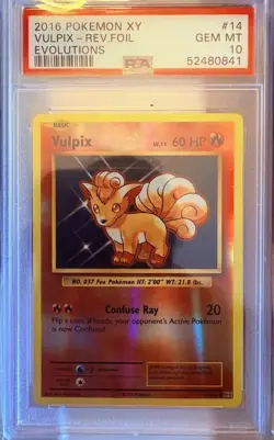 Vulpix #14 Rare PSA 10 - 2016 Pokemon XY Evolutions Reverse Foil Rev Holo - Image 1