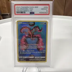 2023 POKEMON SWSH BLACK STAR PROMO CROWN ZENITH TIN #284 GALARIAN MOLTRES PSA 10 - Image 1