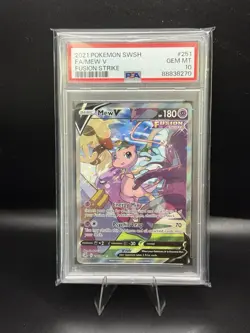 MEW V PSA 10 2021 POKEMON SWORD & SHIELD FUSION STRIKE #251/264 FA FULL ART - Image 1