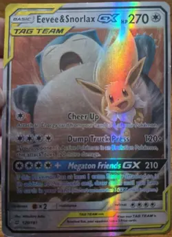 (J)2019 Pokemon Sun & Moon Team Up Eevee & Snorlax GX 120/181 Tag Team PSA 9 - Image 1