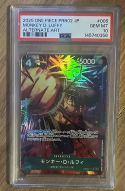 2025 MONKEY D. LUFFY PSA 10 PRB02-005 ONE PIECE PRB02 ALTERNATE ART Japanese - Image 1