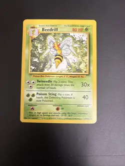 Beedrill 017/102 Base Set Non Holo Rare Pokemon Card LP/Dent Condition - Image 1