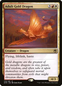 MTG Adult Gold Dragon (216/471) Adventures in the Forgotten Realms LP - Image 1